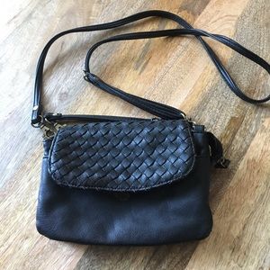 Black leather cross body bag
